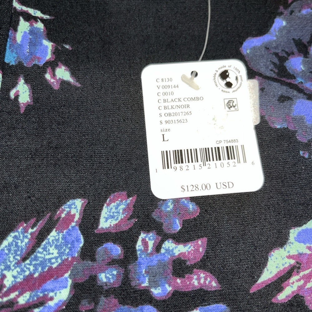 Free People Mayberry Mini Dress Size Large Blue Purple Floral Linen Blend NWT - Picture 11 of 14